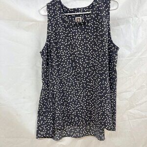 Anne Klein flowy steel gray top with polka dots, Size L